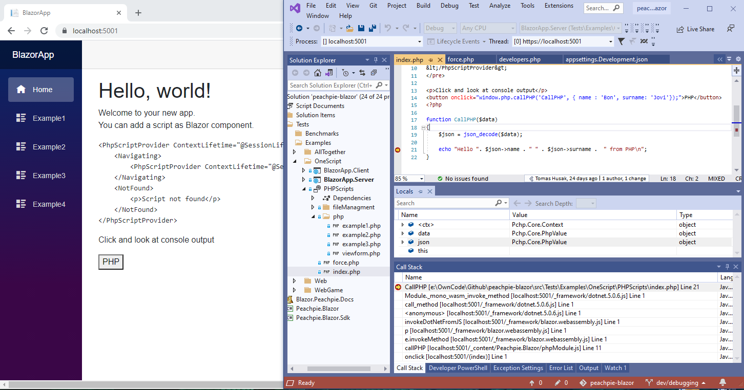 Debugging PHP code running in the browser from Visual Studio